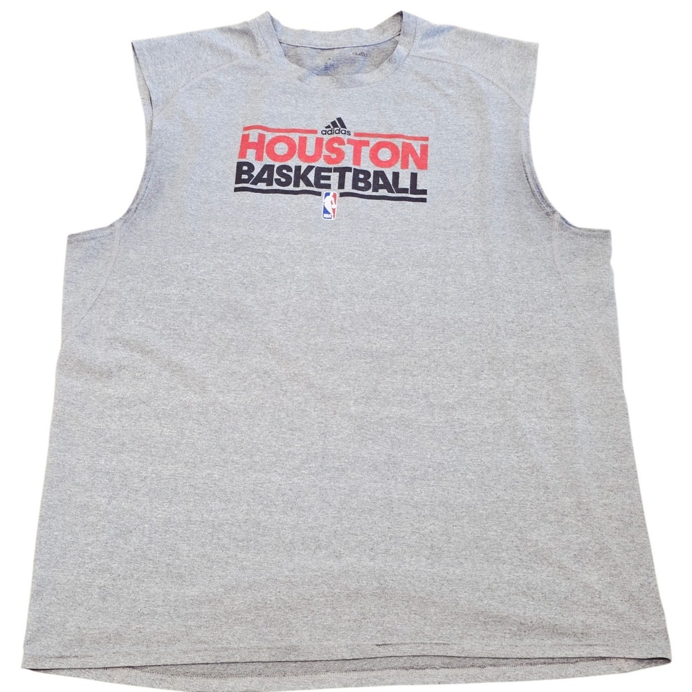 adidas Houston Rockets NBA Sleeveless Athletic Shirt Gray Men's Size 2XL